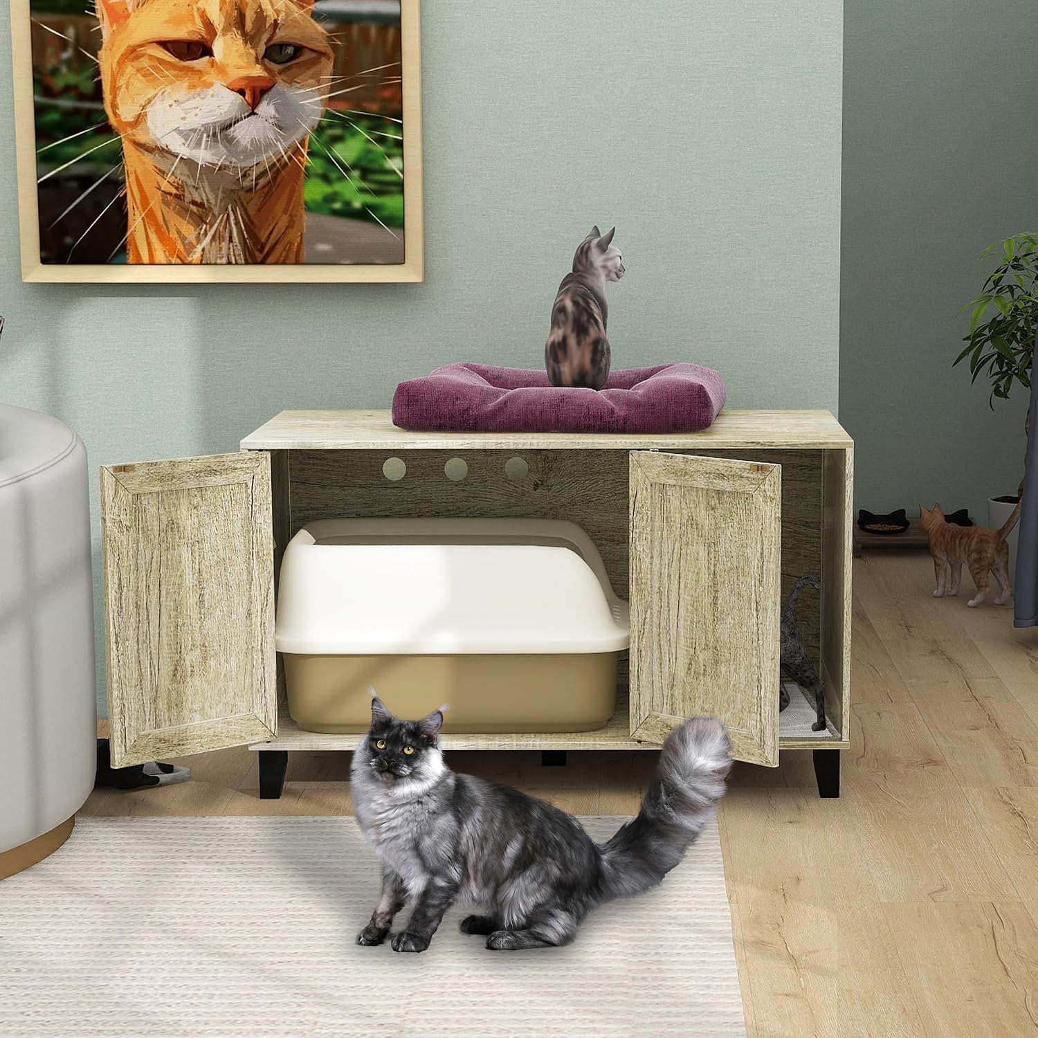 TaoHFE hidden cat litter box enclosure furniture side table