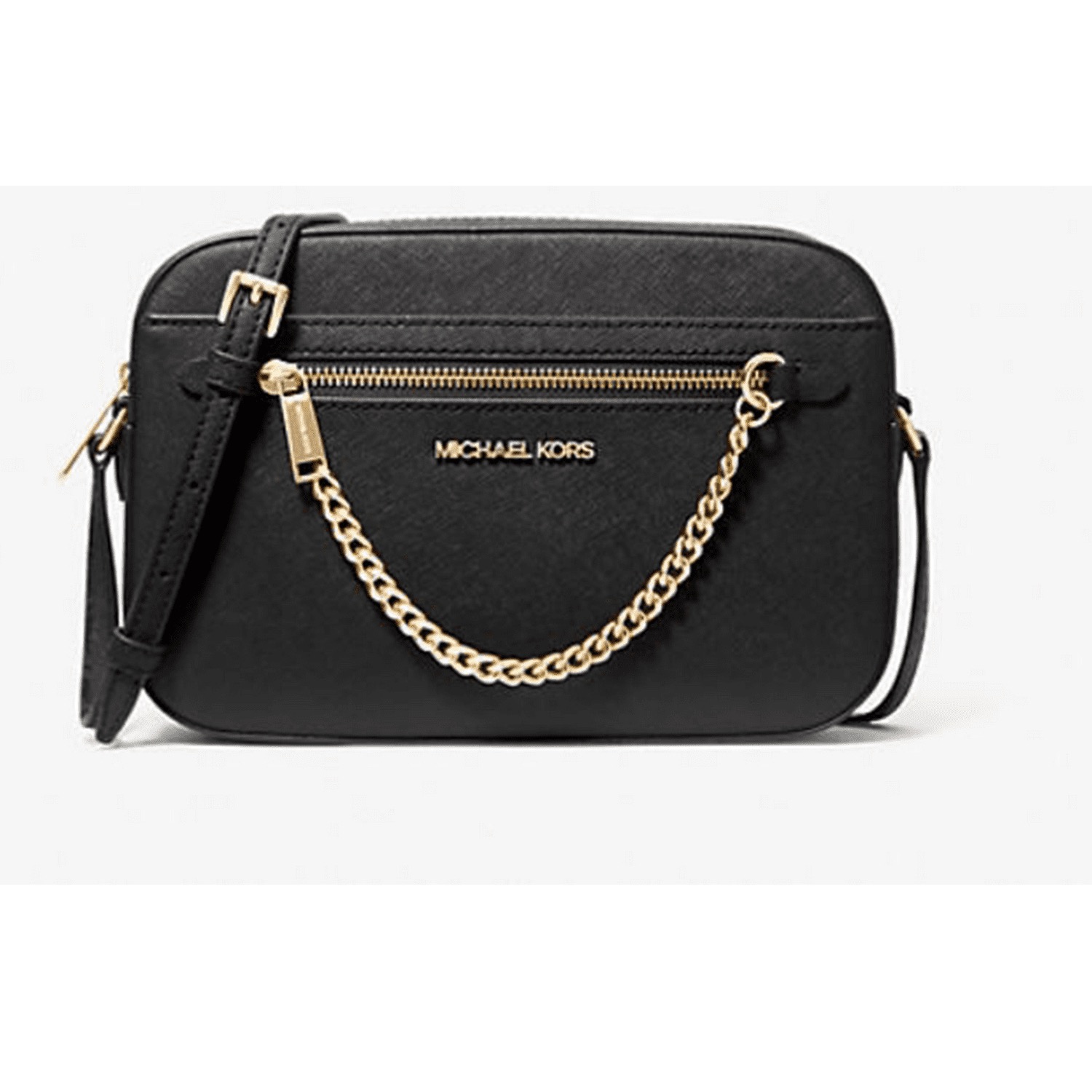 Michael Kors East West Chain Crossbody Bag in black Saffiano leather