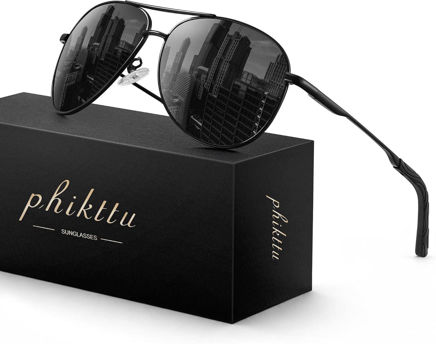 phikttu polarized aviator sunglasses with metal frame