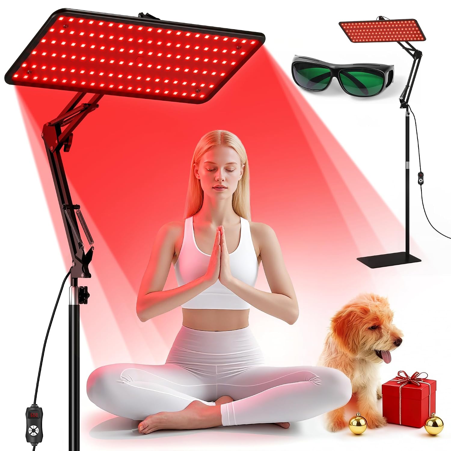 Morfone red light therapy tri-wavelength panel with stand