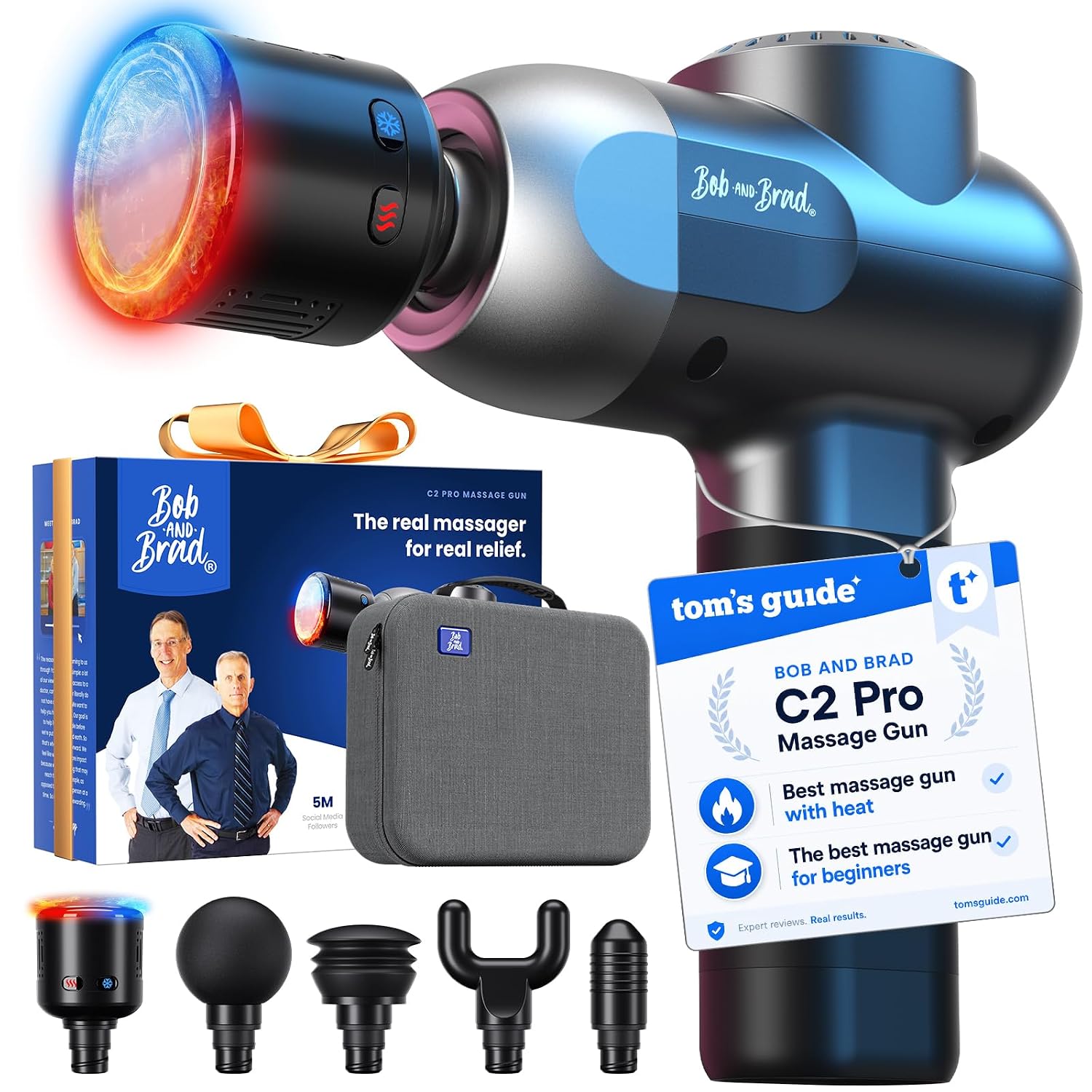 BOB AND BRAD C2 Pro massage gun with heat and cold therapy heads