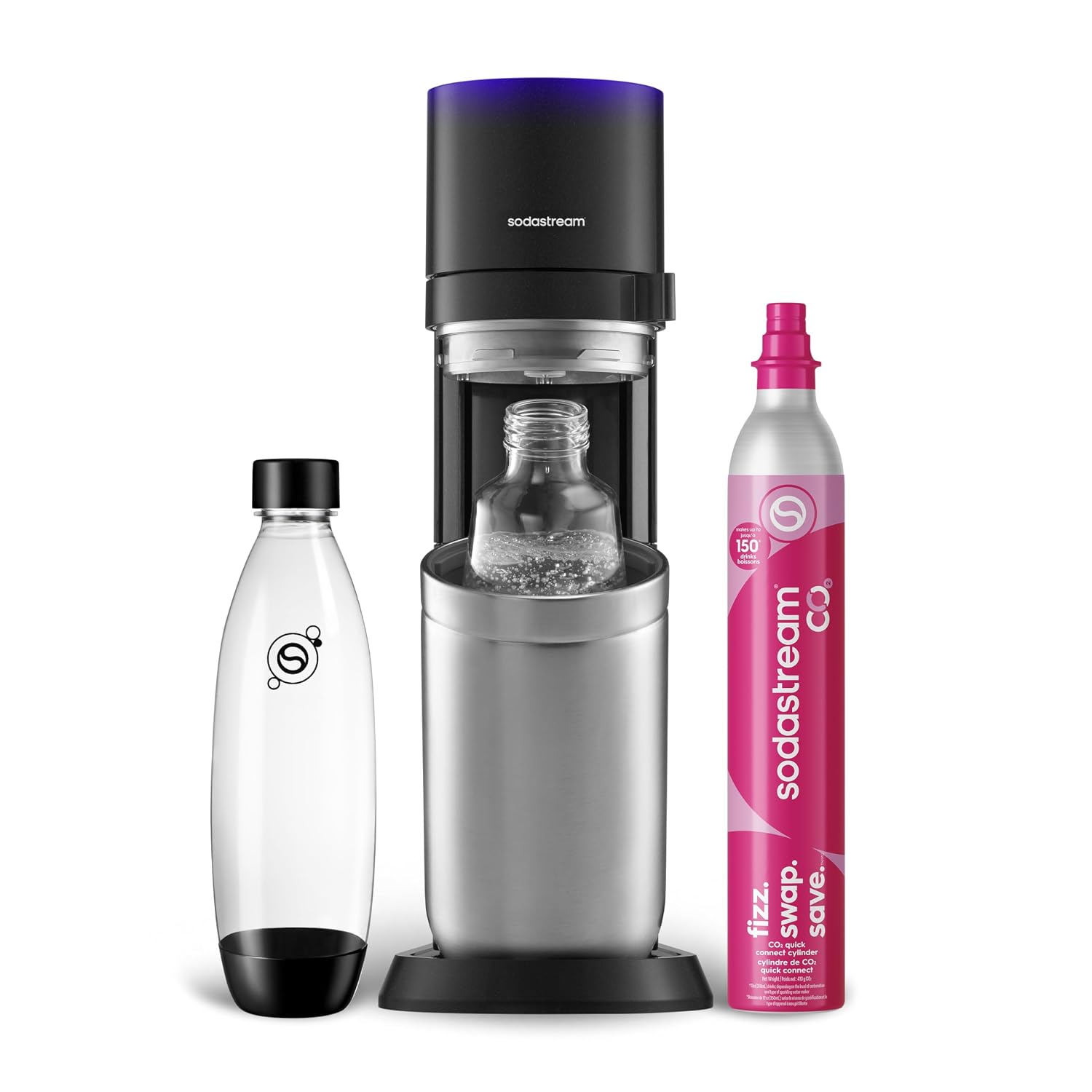 SodaStream E-Duo sparkling water maker with glass carafe and CO2 cylinder
