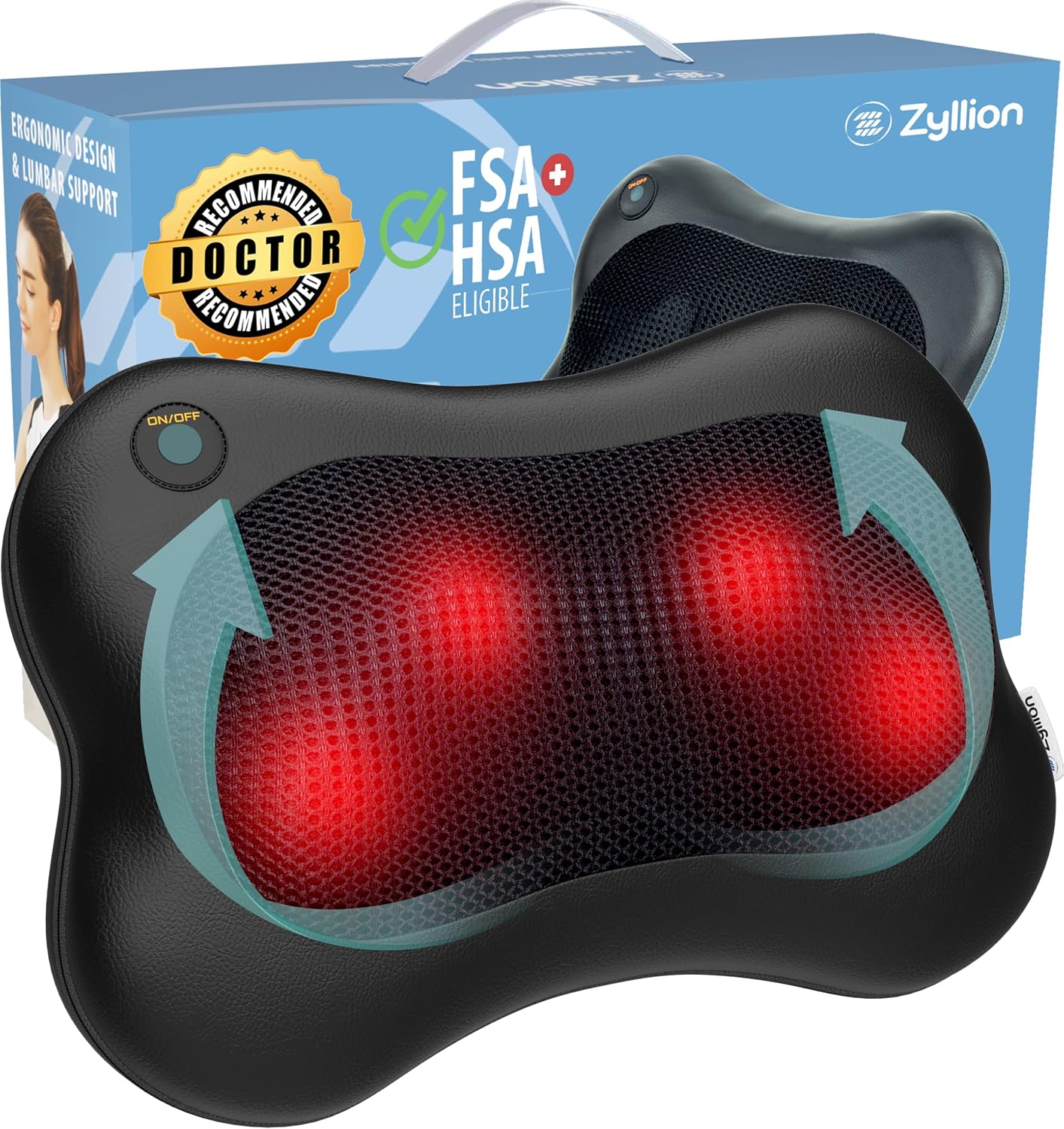 Zyllion shiatsu back and neck massager with heat