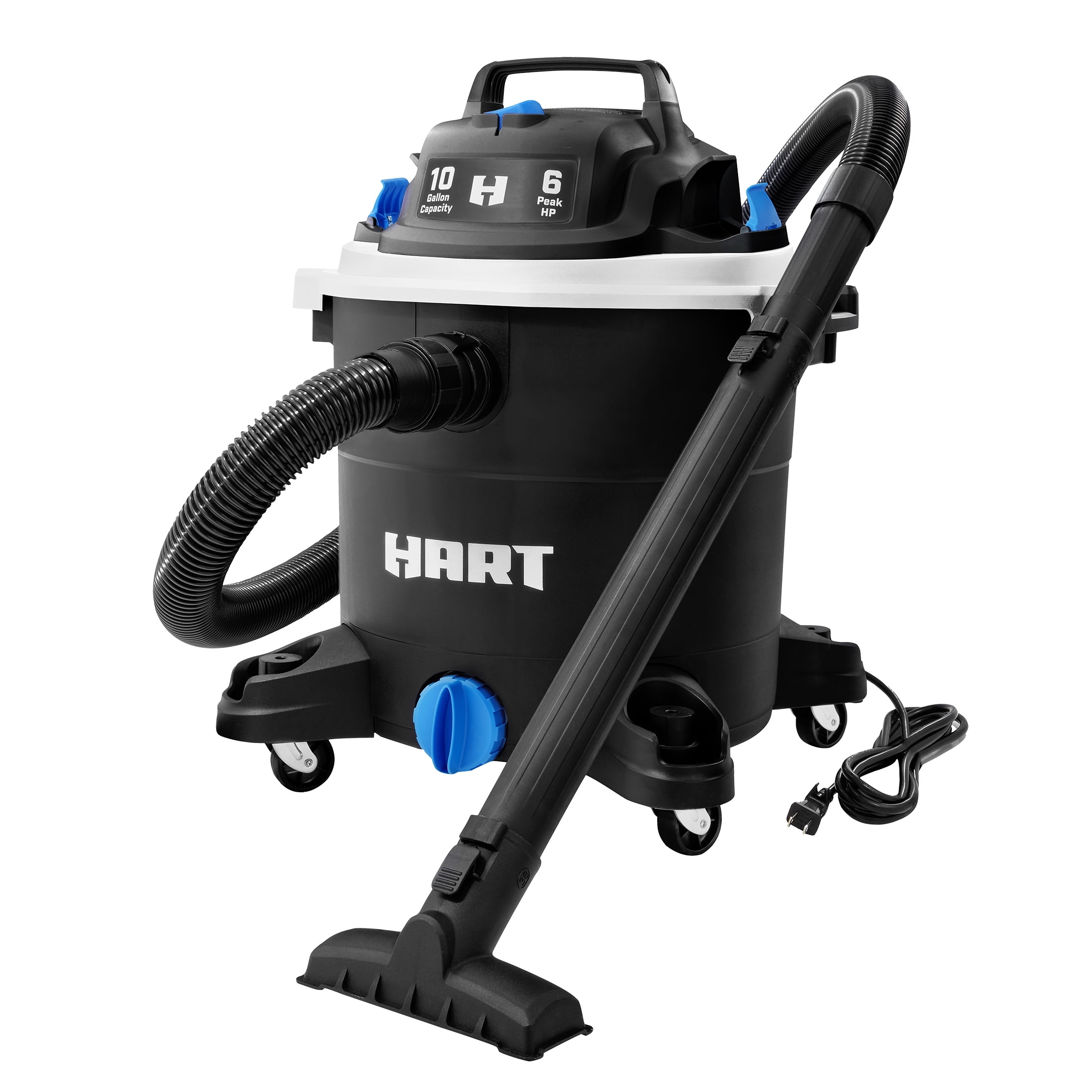 HART 10 gallon 6 peak horsepower poly wet dry vacuum with accessories