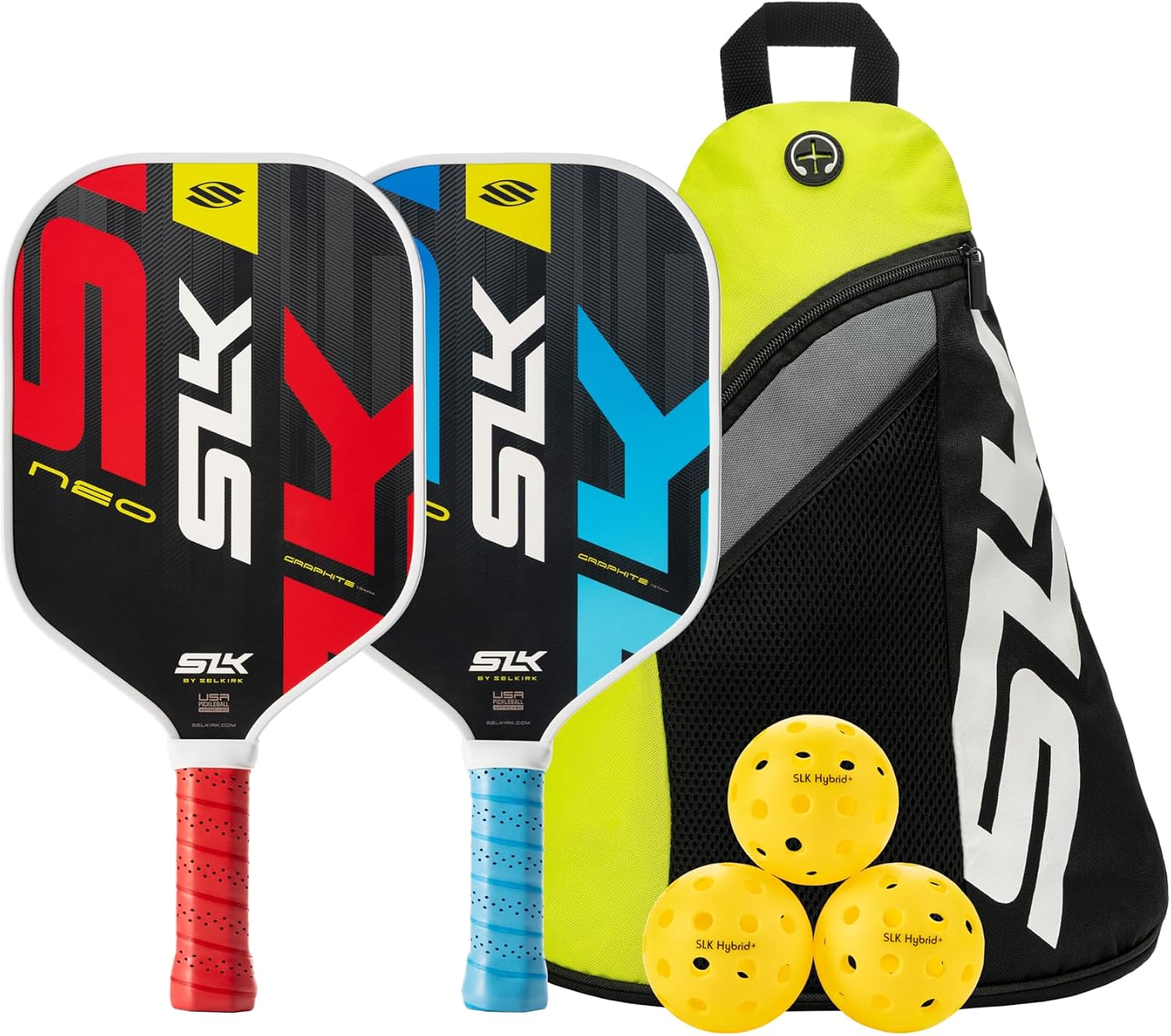 Selkirk SLK Neo pickleball paddle set of two with balls and sling bag
