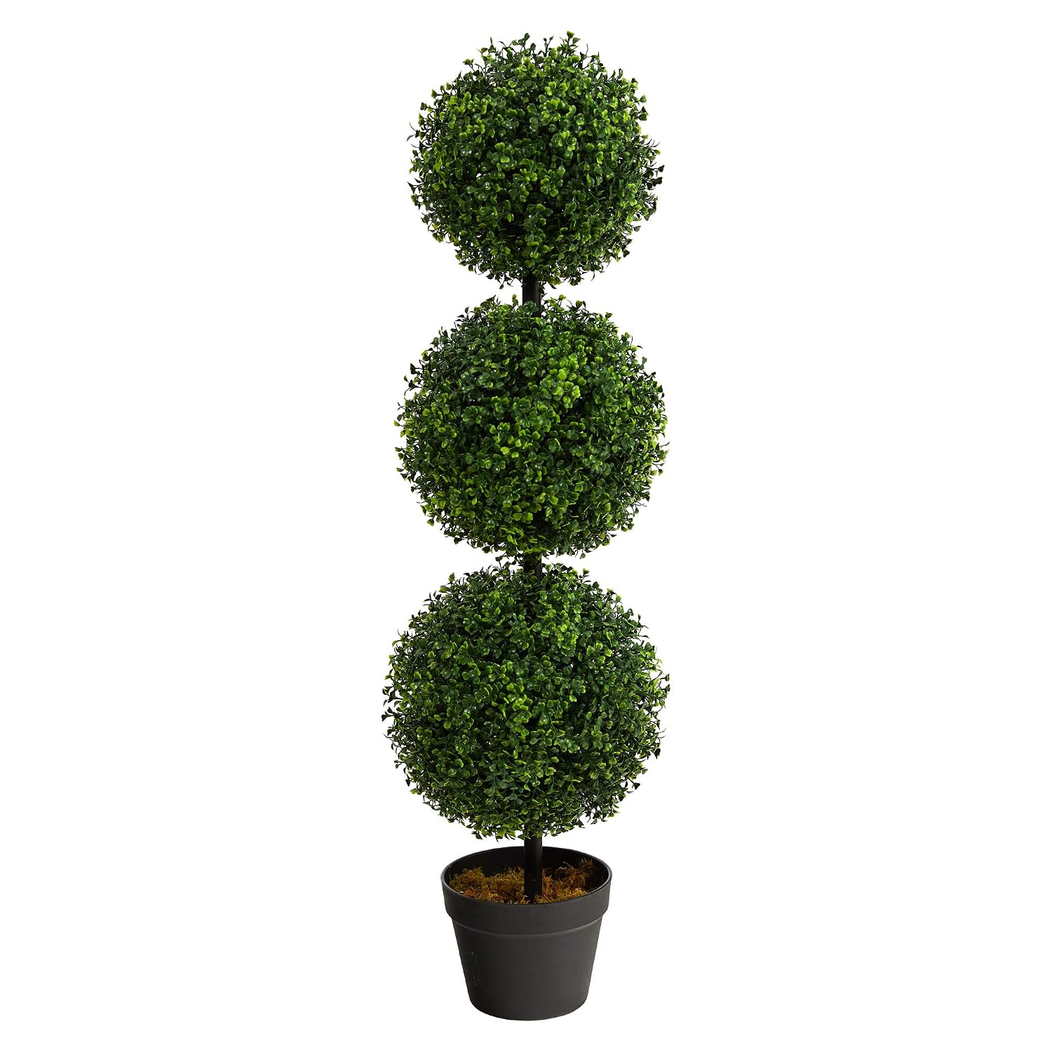 Nearly Natural 36 inch artificial triple ball boxwood topiary tree in a pot