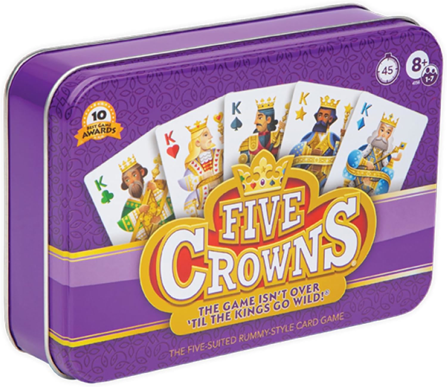 Five Crowns card game in its collectible tin with score card