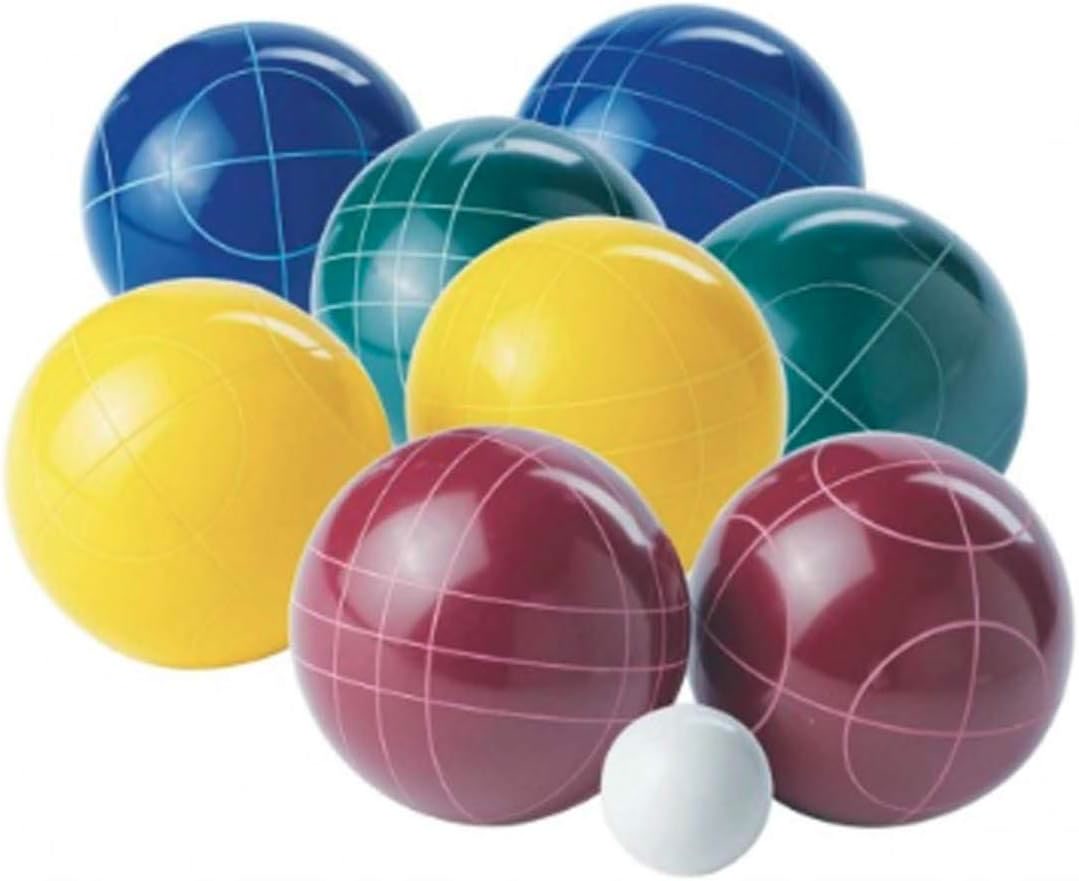 Franklin Sports bocce set with eight colored balls, pallino and carry bag
